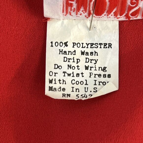 Vintage 70's Diamond Run Women's 100% Polyester Red Drop Waist Lace Mesh‎ Dress - Picture 6 of 7